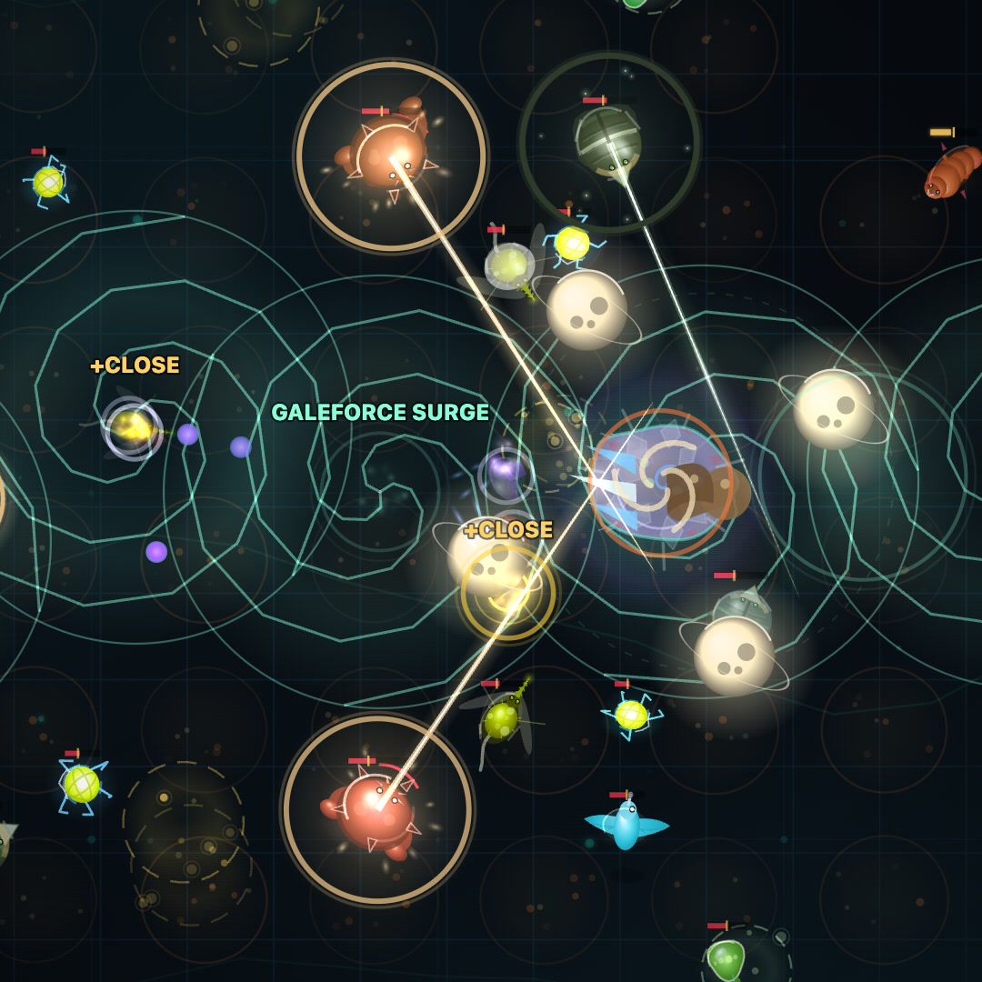 ENGULF: chain lightning arcs through a Shallows swarm